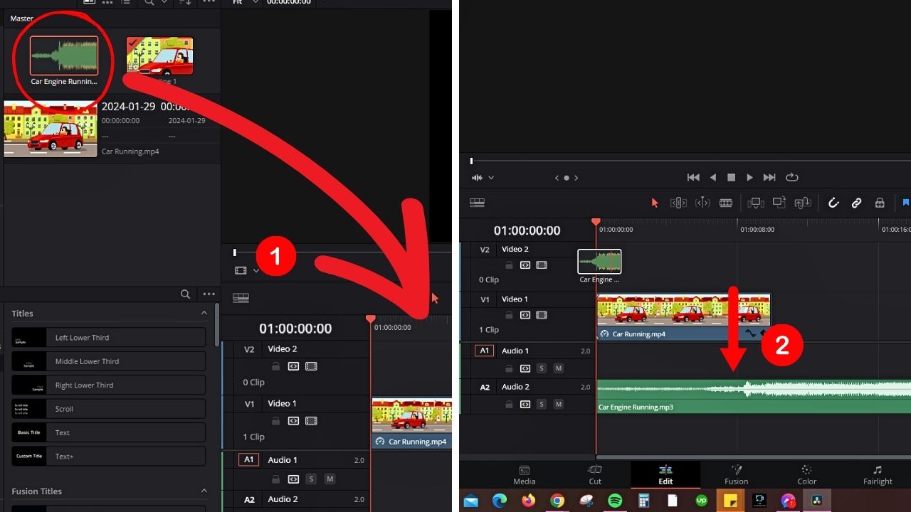davinci resolve add audio from video